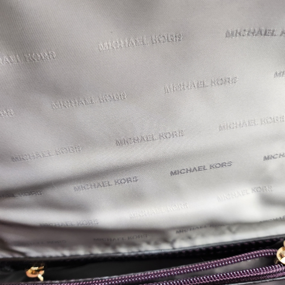 Michael Kors Sloan Large Chain Shoulder Bag damson pyramid quilt leather - Picture 12 of 12